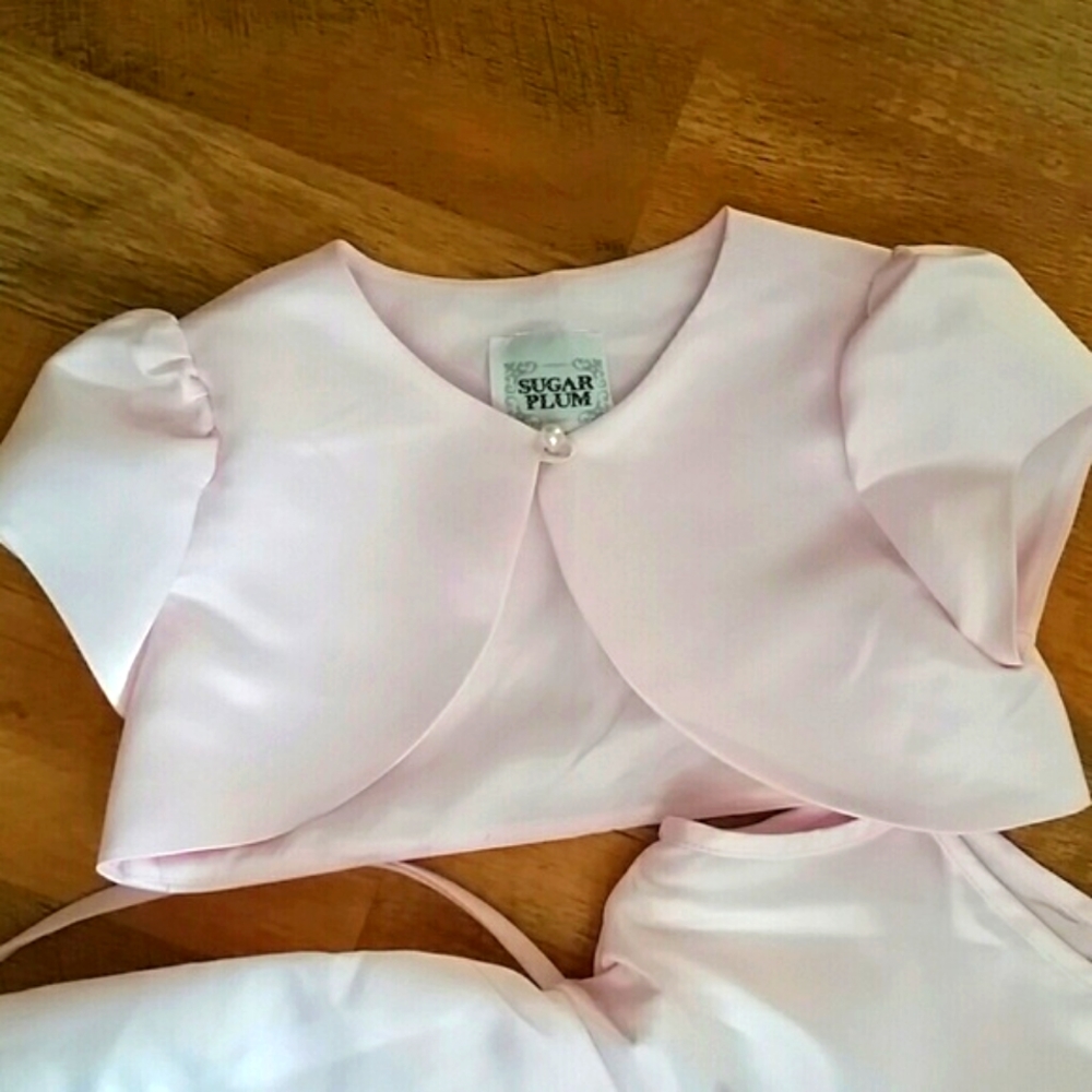 Sugar‎ Plum Girls Pink Satiny Party Dress with Matching Bolero Jacket Size 5 - Picture 4 of 11